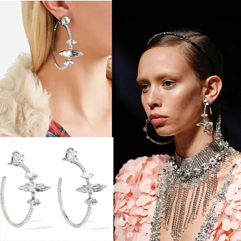 Серьги-кольца женские с кристаллами в стиле барокко 2018 | Украшения и аксессуары