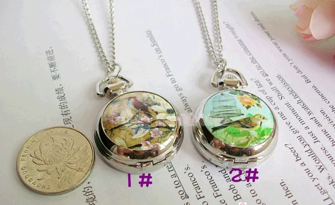 Vintage Style silver enamel bird flower pocket watch necklace pendant wholesale good quality
Vintage Style silver enamel bird flower pocket watch necklace pendant wholesale good quality