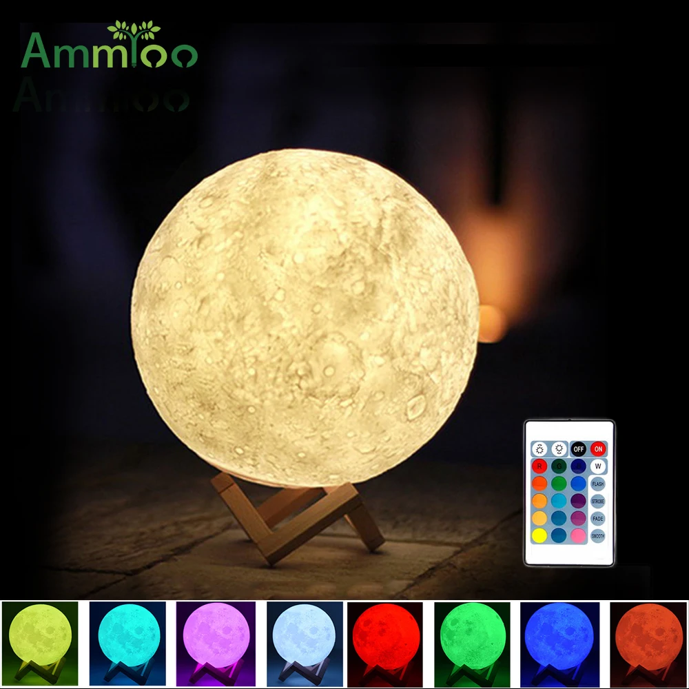 Лампа AmmToo в форме Луны с 3D рисунком, меняющая цвет RGB, сенсорное управление, Регулируемая яркость, USB-зарядка, светодиодный ночсветильник для ...
Лампа AmmToo в форме Луны с 3D рисунком, меняющая цвет RGB, сенсорное управление, Регулируемая яркость, USB-зарядка, светодиодный ночсветильник для ...