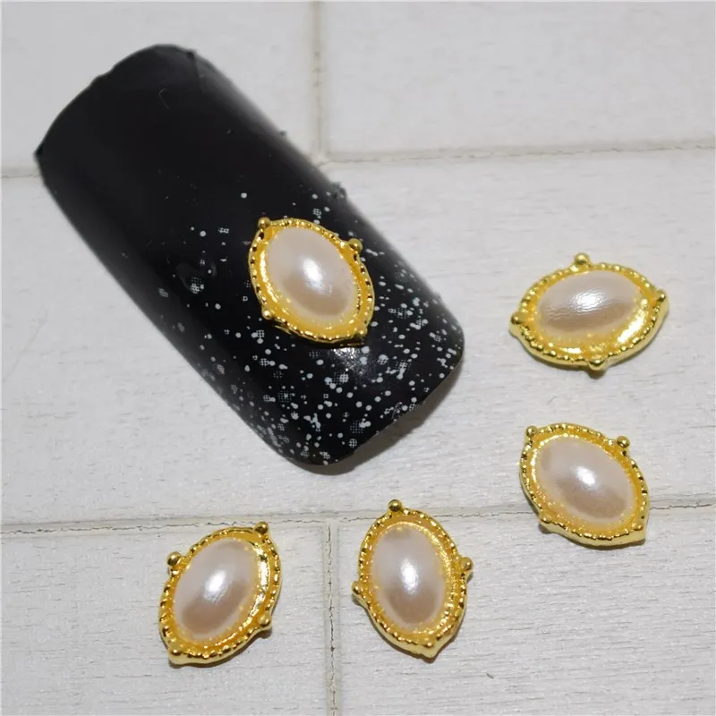 10psc новые жемчужные 3D украшения для дизайна ногтей с золотым конским глазом