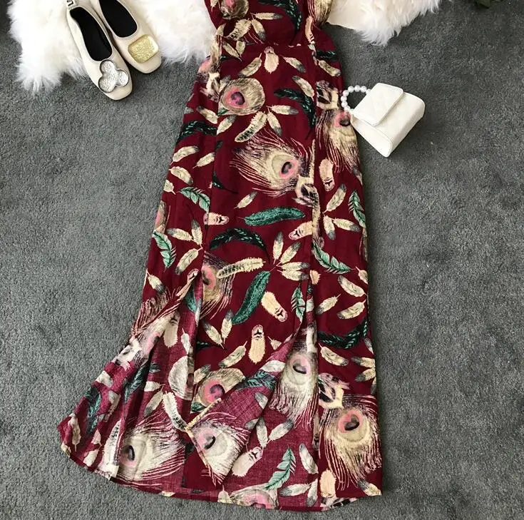 Women's summer print cross belt halter neck backless dress female medium long sexy vacation beach dress TB1273
Women's summer print cross belt halter neck backless dress female medium long sexy vacation beach dress TB1273