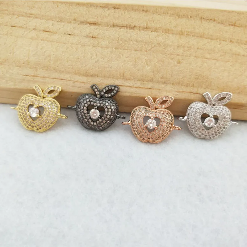 10 pcs CZ zircon Micro Pave apple shape Connector Double Bails Beads Charm for DIY Bracelet necklace women Jewelry Finding CT425
10 pcs CZ zircon Micro Pave apple shape Connector Double Bails Beads Charm for DIY Bracelet necklace women Jewelry Finding CT425