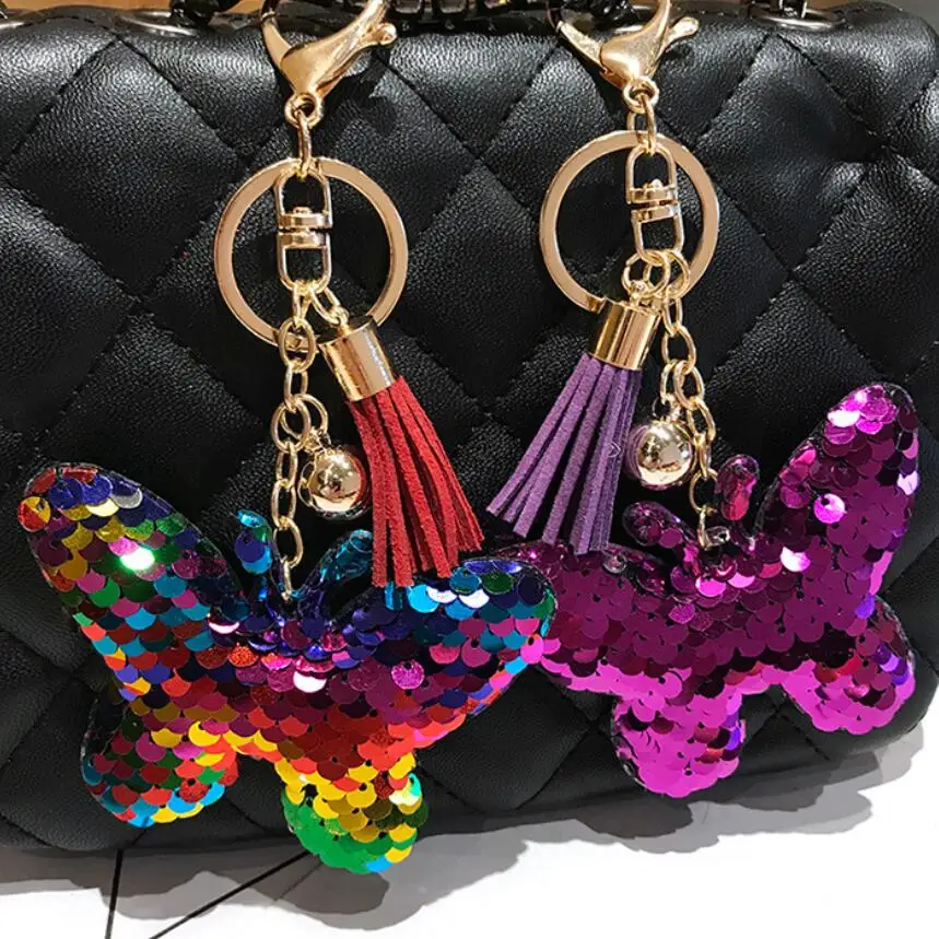 2pcs/lot Cute Butterfly Keychain Glitter Pompom Sequins Key Chain Gifts for Women Llaveros Mujer Car Bag Accessories Key Ring
2pcs/lot Cute Butterfly Keychain Glitter Pompom Sequins Key Chain Gifts for Women Llaveros Mujer Car Bag Accessories Key Ring