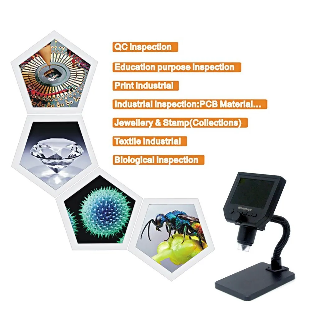 Electronic Digital Microscope Portable LCD with High Brightness 8 LEDs Adjustable and Built-in Lithium Battery G600
Electronic Digital Microscope Portable LCD with High Brightness 8 LEDs Adjustable and Built-in Lithium Battery G600
