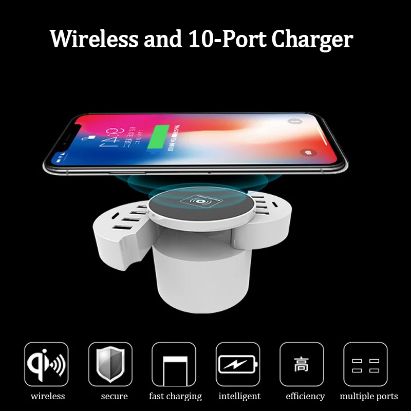 Wireless Pad 8 USB Port Type C Smart Phone Charger Station EU US UK Plug Power Adapter Socket Wireless Charger for Huawei iPhone
Wireless Pad 8 USB Port Type C Smart Phone Charger Station EU US UK Plug Power Adapter Socket Wireless Charger for Huawei iPhone