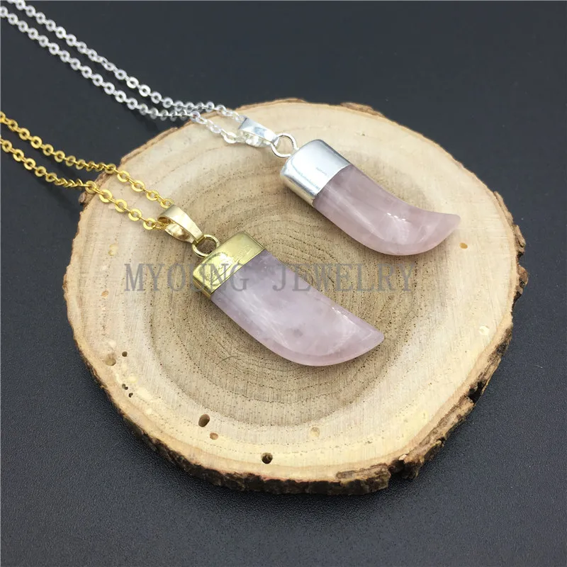 MY0845 Horn Tusk Pink Quartz Pendant Necklace,Pure Gold Color Cap Roses Quartz Necklace Gold Or Silver Chain
MY0845 Horn Tusk Pink Quartz Pendant Necklace,Pure Gold Color Cap Roses Quartz Necklace Gold Or Silver Chain