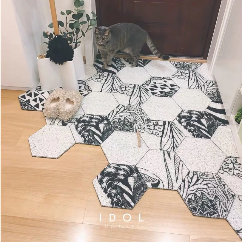 Ins Nordic PVC Wire loop waterproof Entry mat non-slip Door mat custom made DIY soft plastic carpet Hexagonal geometric rug
Ins Nordic PVC Wire loop waterproof Entry mat non-slip Door mat custom made DIY soft plastic carpet Hexagonal geometric rug
