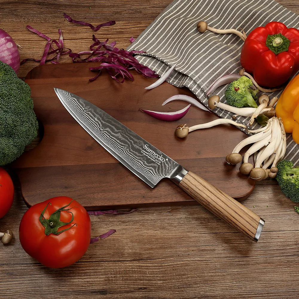SUNNECKO 8" Chef Knife 73 Layers Damascus Steel Japanese VG10 Sharp Blade Kitchen Knives Original Wood Handle Meat Cutter Knife
SUNNECKO 8" Chef Knife 73 Layers Damascus Steel Japanese VG10 Sharp Blade Kitchen Knives Original Wood Handle Meat Cutter Knife
