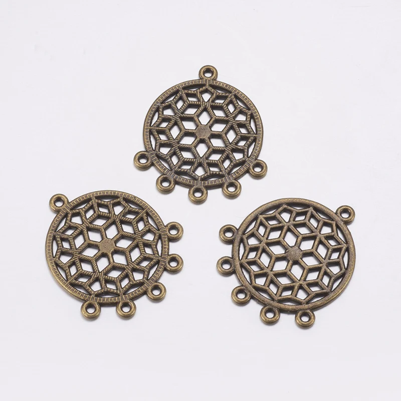 

100pcs Chandelier Component Alloy Links Connectors Flat Round Antique Bronze Color For DIY Jewelry Making Handicrafts Supplies