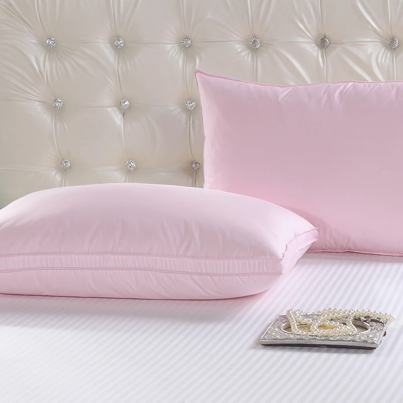 

48*74 см 100% хлопок пуховая ткань мягкие постельные принадлежности подушка белый/розовый цвет Роскошные прямоугольные гусиные/утиные подушки