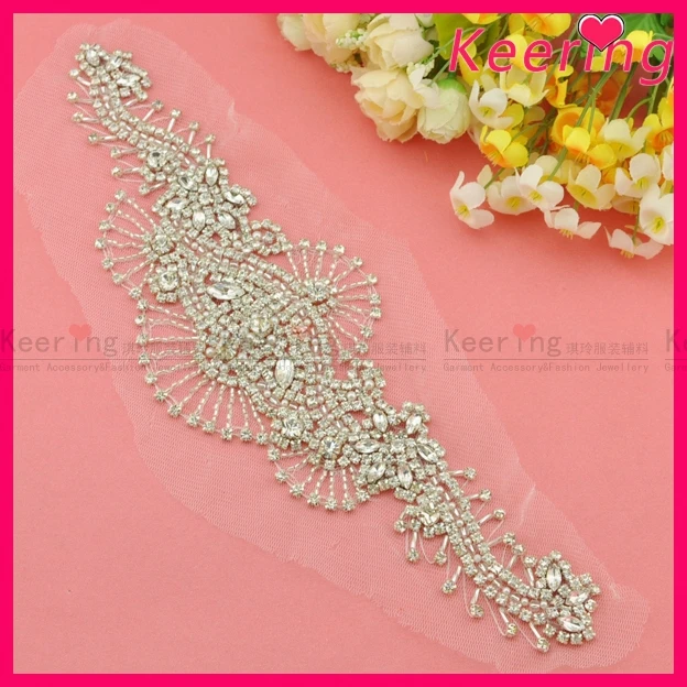 Keering Handmade Sewing Bridal Beaded Rhinestone Applique For Wedding Dress WRA-476
Keering Handmade Sewing Bridal Beaded Rhinestone Applique For Wedding Dress WRA-476