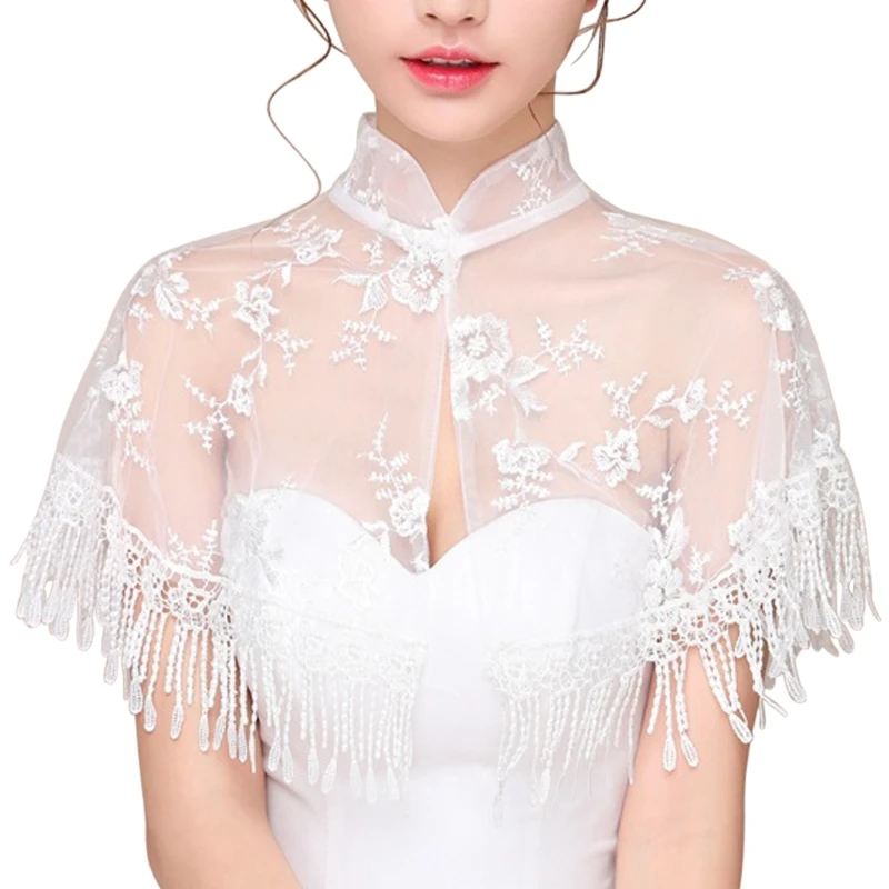 KLV 1Pc High Quality Wedding Shawl High Neck Wedding Bolero Floral Lace Tassel Bridal Wraps Cape Women Shrug
KLV 1Pc High Quality Wedding Shawl High Neck Wedding Bolero Floral Lace Tassel Bridal Wraps Cape Women Shrug