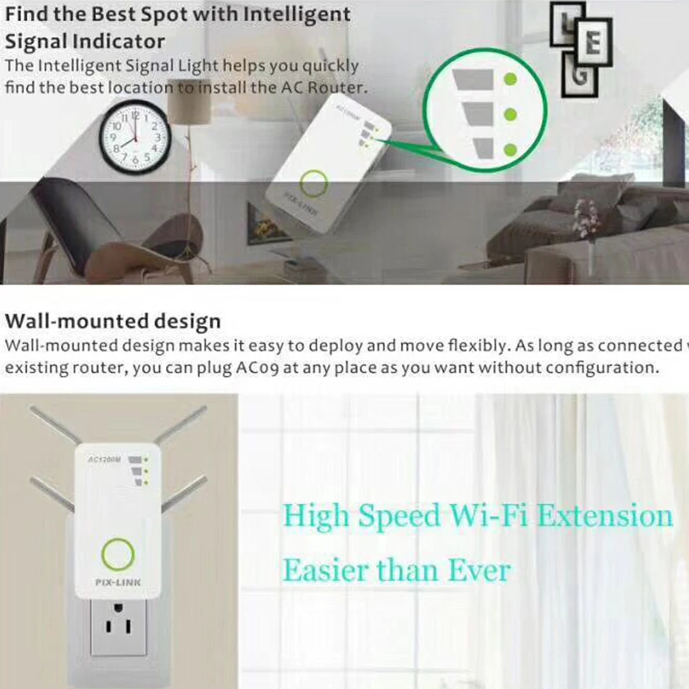1200Mbps Dual-Band 2.4/5G 4 Antenna WIFI Repeater Range Extender WiFi Repeater Wireless Wi-Fi Router Home Office Network Apply
1200Mbps Dual-Band 2.4/5G 4 Antenna WIFI Repeater Range Extender WiFi Repeater Wireless Wi-Fi Router Home Office Network Apply