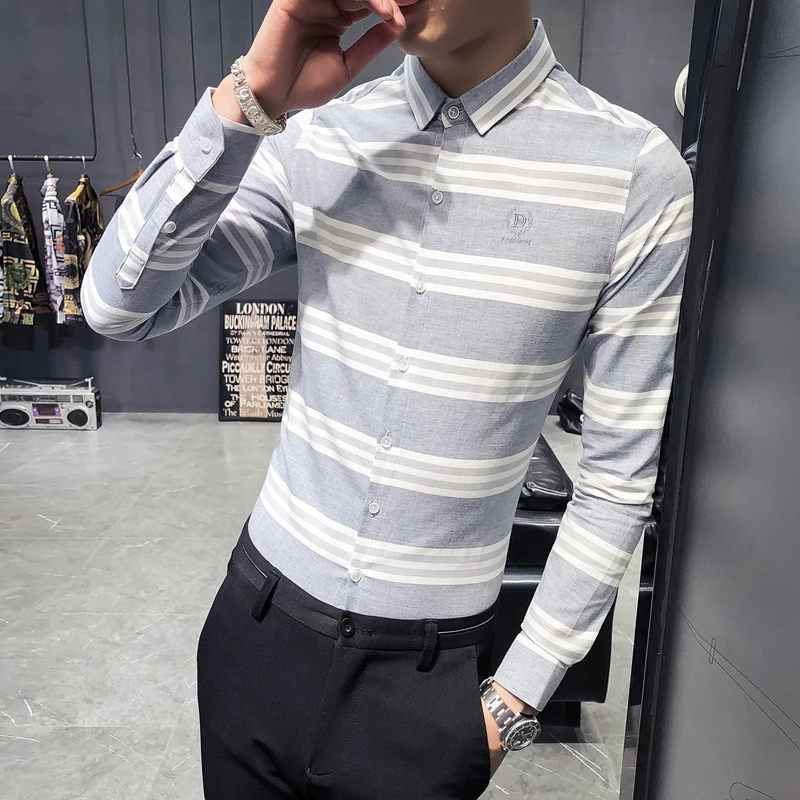 in the fall of the new British gentleman han edition men's cultivate morality shirt 2038 blue - P65 horizontal stripes
in the fall of the new British gentleman han edition men's cultivate morality shirt 2038 blue - P65 horizontal stripes