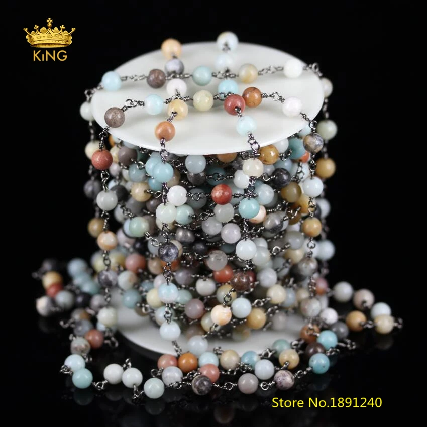 5Meter/Lot,6mm,Wire Wrapped Gun Black Plating Links Chains Jewelry,Smooth Natural Amazonite Round Beads Chain for Necklace,ZJ-75
5Meter/Lot,6mm,Wire Wrapped Gun Black Plating Links Chains Jewelry,Smooth Natural Amazonite Round Beads Chain for Necklace,ZJ-75