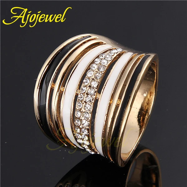 Ajojewel Luxurious Big Rings For Women Black And White Enamel CZ Stone Wide Ring Size 7-10 Anel De Ouro
Ajojewel Luxurious Big Rings For Women Black And White Enamel CZ Stone Wide Ring Size 7-10 Anel De Ouro