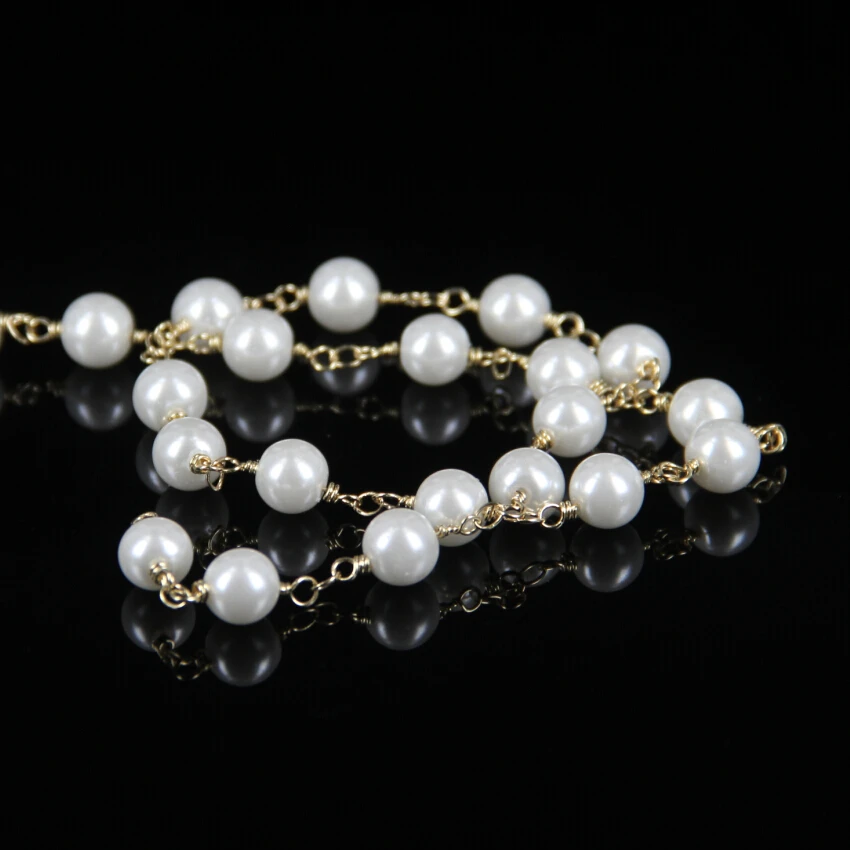 Wire Wrapped Beaded Chain Gold Tone Rosary Chain Imitation White Glass Pearl Chain 8mm Round Beads For Jewelry Making
Wire Wrapped Beaded Chain Gold Tone Rosary Chain Imitation White Glass Pearl Chain 8mm Round Beads For Jewelry Making