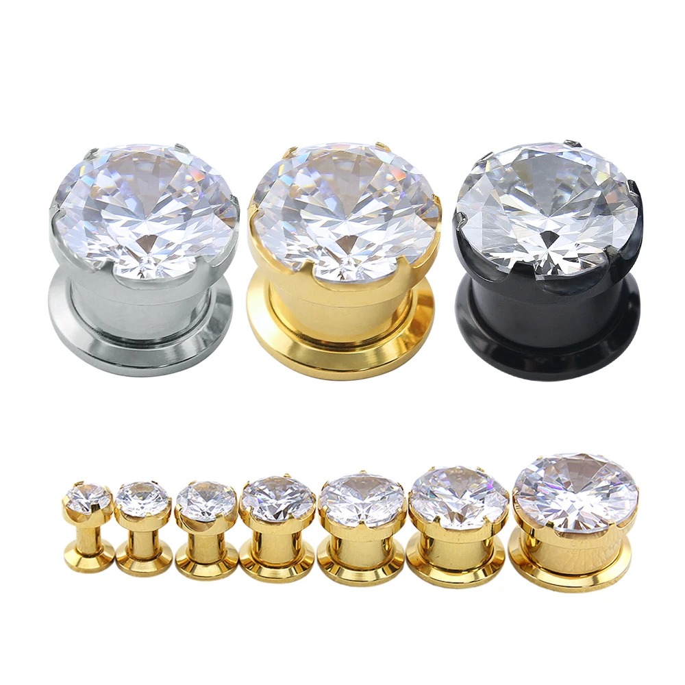 Luxury Zircon Ear Plugs Tunnel Plugs Expanders Gauges Screw Flesh Plugs Ear Expander Tunnel Earrings Body Piercing Jewelry
Luxury Zircon Ear Plugs Tunnel Plugs Expanders Gauges Screw Flesh Plugs Ear Expander Tunnel Earrings Body Piercing Jewelry