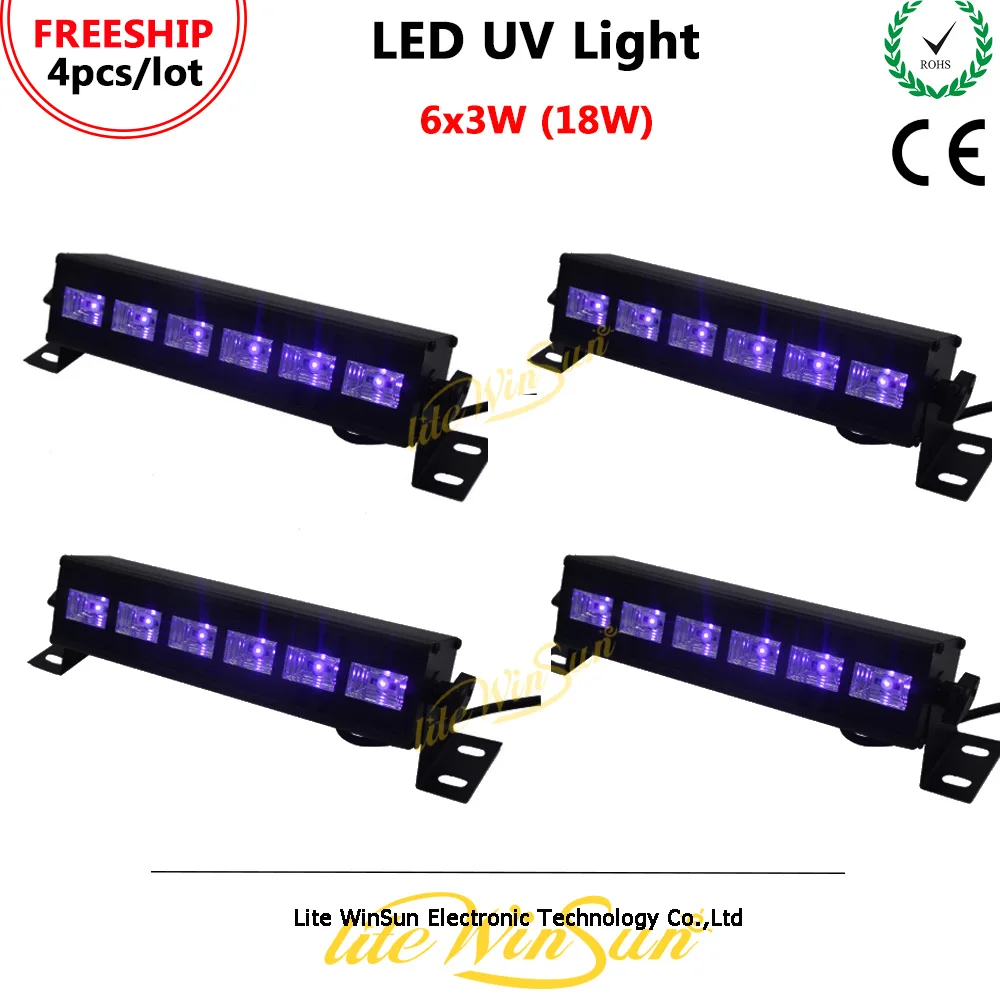 Litewinsune 4 шт. в партии 6*3W светодиодный уф мыть светильник 18W LED фиолетовый