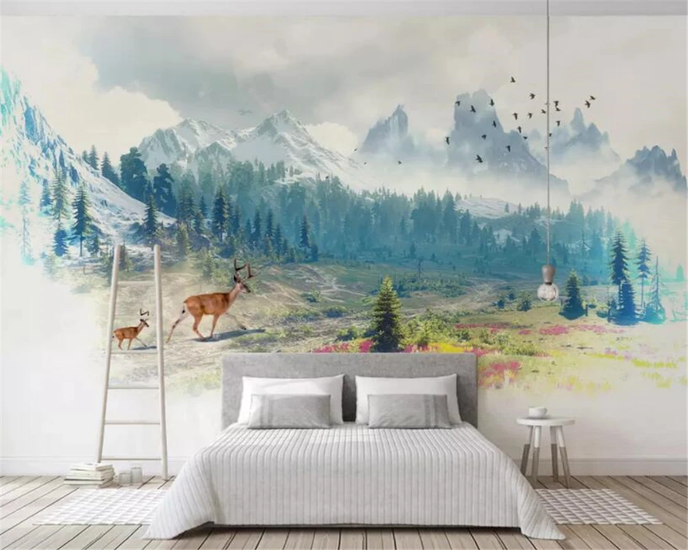Custom 3d wallpaper Nature landscape forest snow mountain elk living room background wall wallpaper mural papier peint
Custom 3d wallpaper Nature landscape forest snow mountain elk living room background wall wallpaper mural papier peint