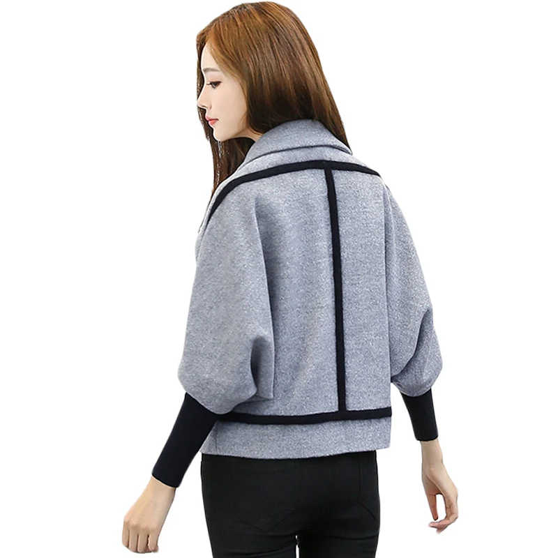 Women Cloak Notched Lapel Collar Batwing Sleeve Autumn Winter Coat Female Warm Short Woolen Coat Women's Cashmere Overcoat XH912 
Women Cloak Notched Lapel Collar Batwing Sleeve Autumn Winter Coat Female Warm Short Woolen Coat Women's Cashmere Overcoat XH912