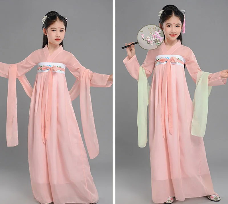 Chinese Vintage Dress for Kids Costume Light Blue Green Lavender Pink Tulle Girls Gowns Child's Ceremony | Детская одежда и