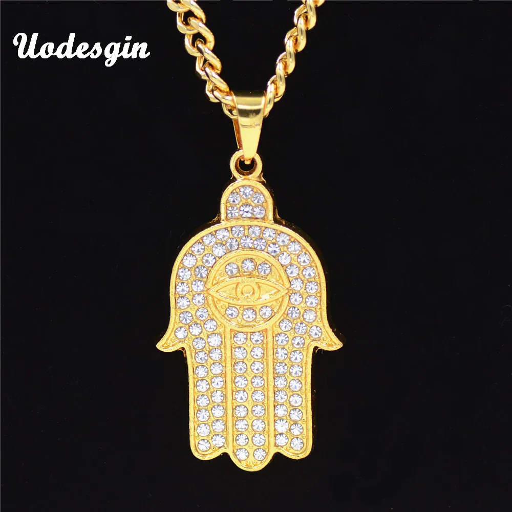 Ожерелье с кристаллами в стиле хип хоп|pendant for men|hamsa hand necklacehand necklace |