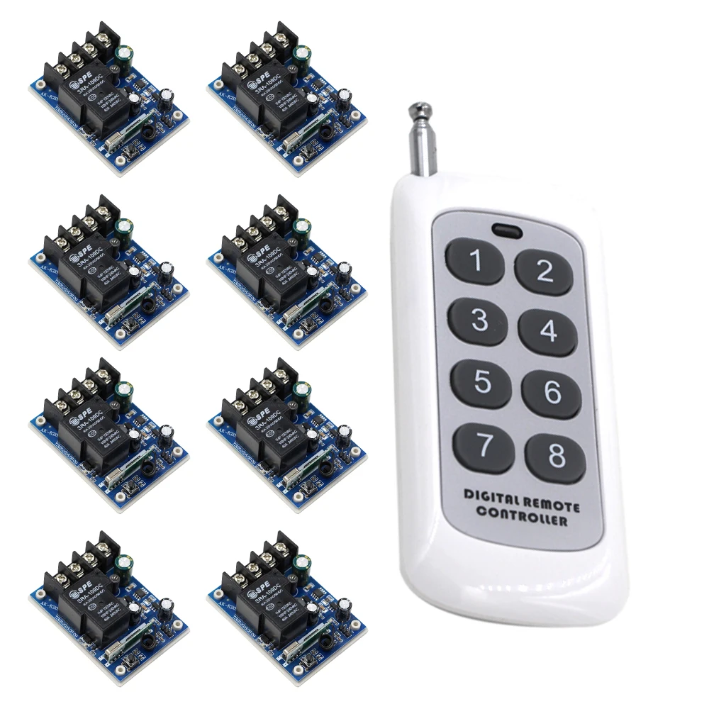 DC 12V 24V 36V 48V 30A 1CH Wireless Switch 8X 1 Channel Relays Receivers & Digital Remote Controller for Electric Car And Door
DC 12V 24V 36V 48V 30A 1CH Wireless Switch 8X 1 Channel Relays Receivers & Digital Remote Controller for Electric Car And Door
