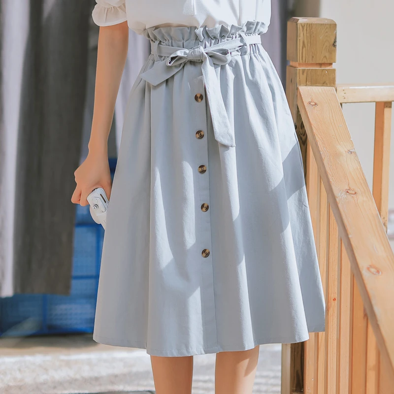Retro Buttons Women Summer Skirt Pockets Cotton Midi Lace-up High Waist Skirts for Womens with Belt A Line Pink White Female
Retro Buttons Women Summer Skirt Pockets Cotton Midi Lace-up High Waist Skirts for Womens with Belt A Line Pink White Female