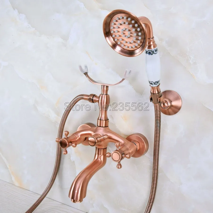 Wall Mount Antique Red Copper Clawfoot bathtub shower faucets & hand shower lna370
Wall Mount Antique Red Copper Clawfoot bathtub shower faucets & hand shower lna370