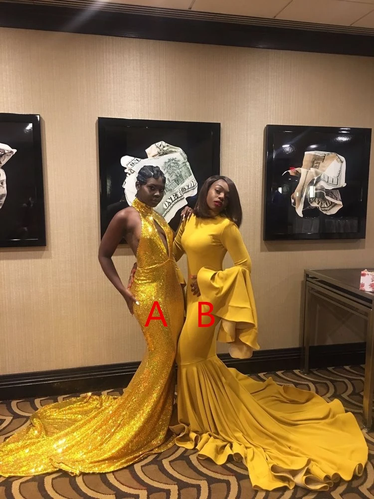 Yellow A/B Style Mermaid Prom Dresses 2023 New Sweep Strain Black Girl Sleeveless Ruffles Formal Evening Party Gowns
Yellow A/B Style Mermaid Prom Dresses 2023 New Sweep Strain Black Girl Sleeveless Ruffles Formal Evening Party Gowns