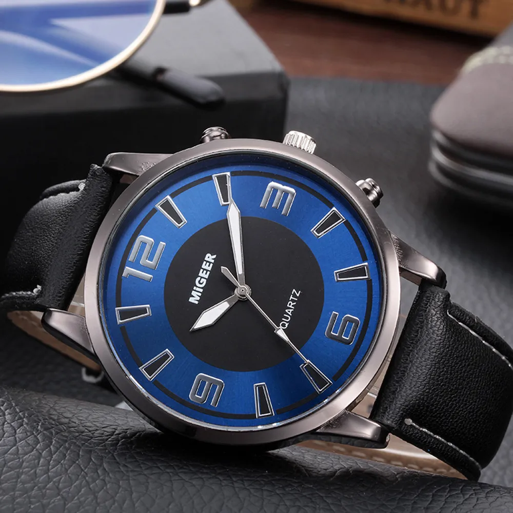 MIGEER new men's leather watch 2018 simple retro design blue black ah labor digital scale dial Quartz Wrist Watch saat a6
MIGEER new men's leather watch 2018 simple retro design blue black ah labor digital scale dial Quartz Wrist Watch saat a6