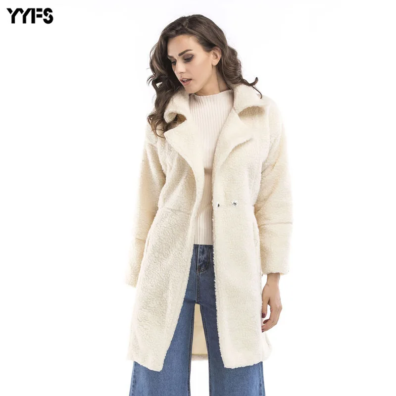 2018 Winter Coat Women Wide Lapel Belt Pocket Wool Blend Oversize Long Trench Outwear Ladies | Женская одежда