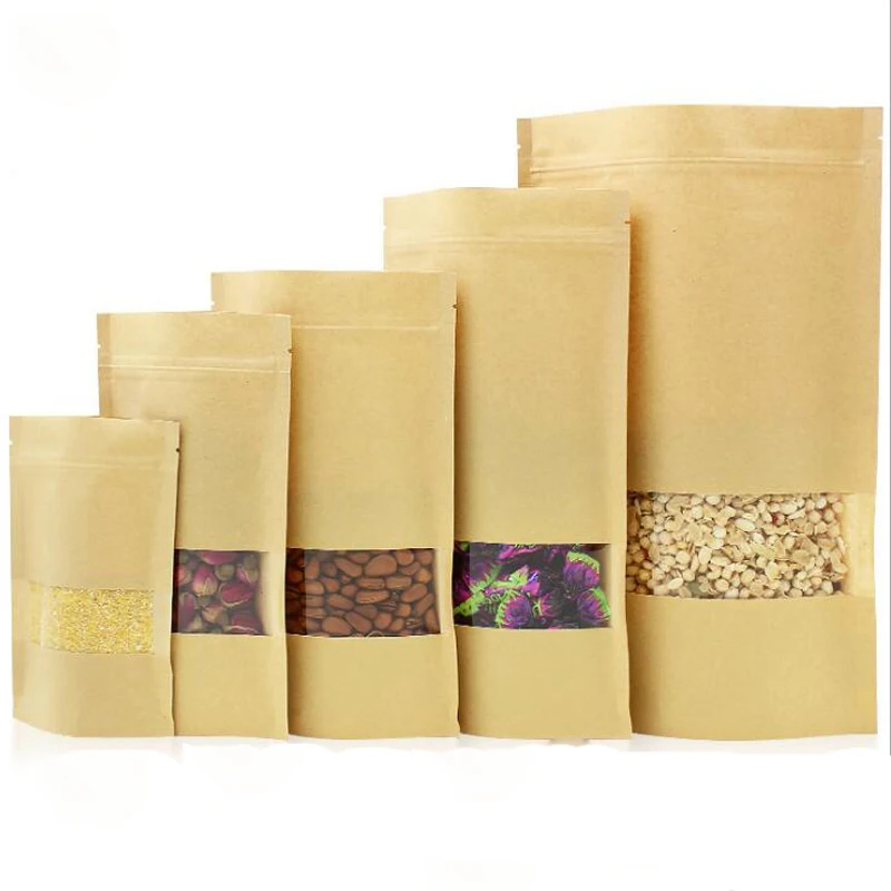 100pcs Kraft paper bags zip lock washable for gifts packing/tea/coffee /plant/food/handles with window can be customized printed
100pcs Kraft paper bags zip lock washable for gifts packing/tea/coffee /plant/food/handles with window can be customized printed