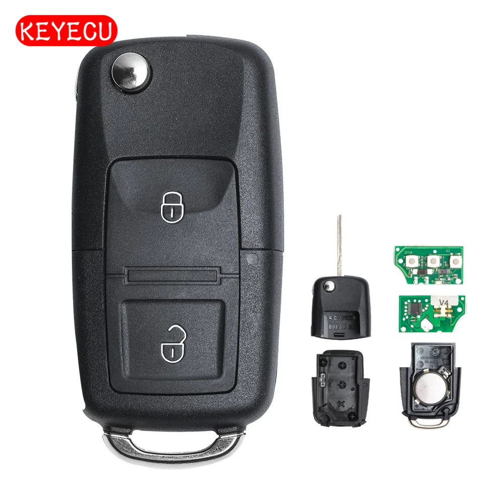 

Дистанционный ключ Keyecu Flip с 2 кнопками 433 МГц и чипом ID48 1J0 959 753 CT для VW Bora Polo Golf MK4