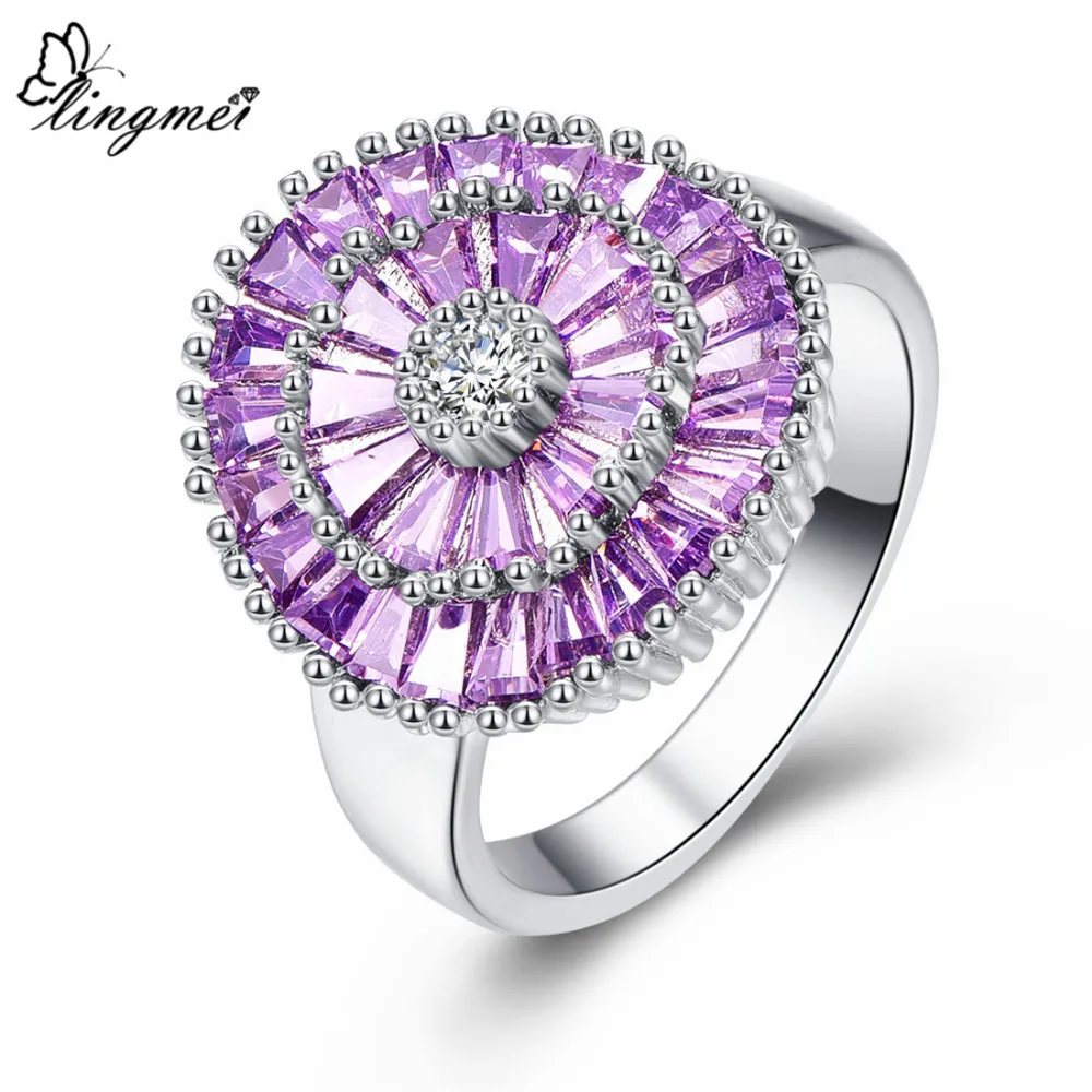 lingmei Flower Purple & Pink Round White Cubic Zirconia Silver ColorSize 6-9 Beautiful Fashion Women Jewelry Wholesale
lingmei Flower Purple & Pink Round White Cubic Zirconia Silver ColorSize 6-9 Beautiful Fashion Women Jewelry Wholesale