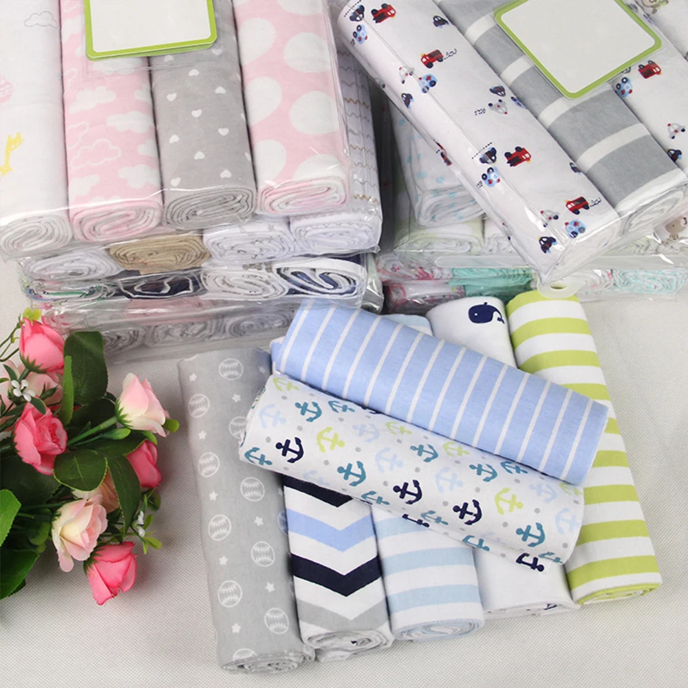 4Pcs/Lot Baby Blanket Muslin Swaddle Newborn Diapers 100% Cotton Flannel For Newborns Photography Kids Wr | Мать и ребенок