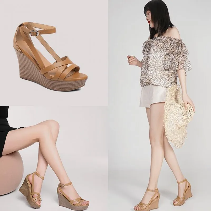 Genuine Leather Summer Women's Sandals Ankle Strap Shoes Woman 8CM/10CM High-Heeled Platfroms Casual Wedges For Women High Heels
Genuine Leather Summer Women's Sandals Ankle Strap Shoes Woman 8CM/10CM High-Heeled Platfroms Casual Wedges For Women High Heels