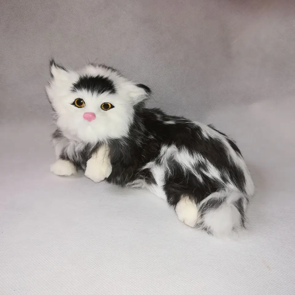 real life toy prone cat polyethylene&furs about 22x13cm mixed furs model handicraft home decoration baby gift b2088 | Игрушки и хобби
