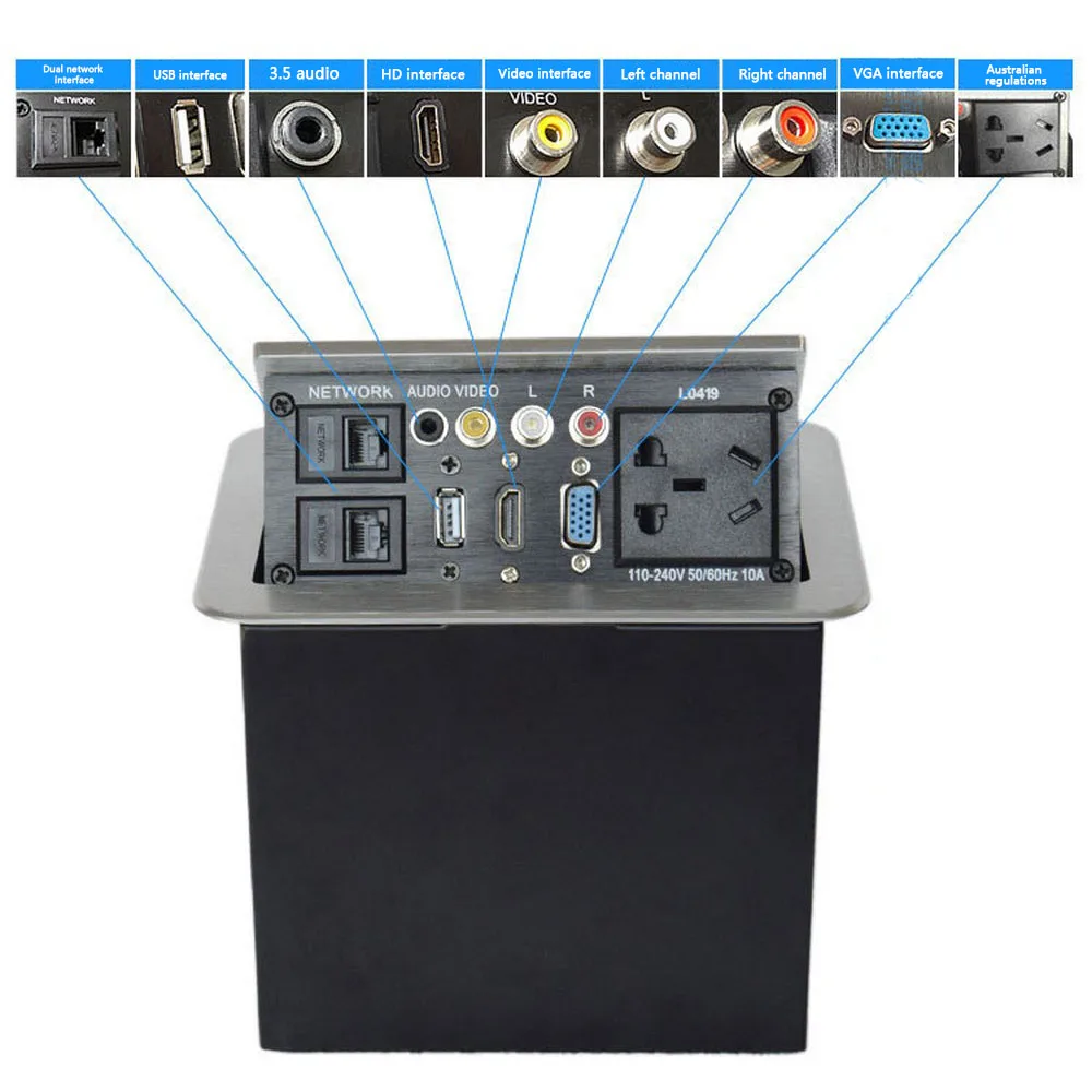 Upgraded Universal Desktop Socket Multimedia HDMI VGA Network Pop up Power Hidden Office Home USB Socket Network Interface
Upgraded Universal Desktop Socket Multimedia HDMI VGA Network Pop up Power Hidden Office Home USB Socket Network Interface