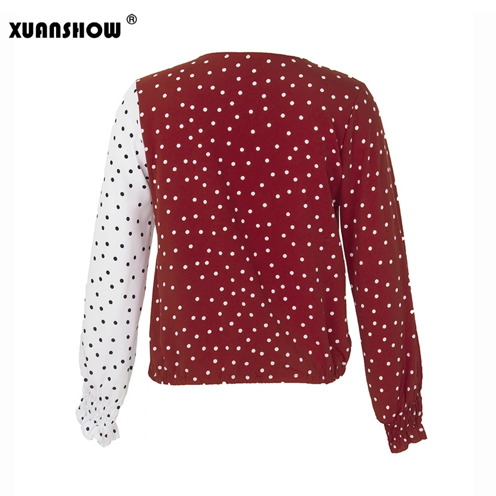 XUANSHOW 2020 New Arrival Sexy V Neck Wave Point Women's Blouse Patchwork Long Sleeve Female Shirts Office Blusa Feminina
XUANSHOW 2020 New Arrival Sexy V Neck Wave Point Women's Blouse Patchwork Long Sleeve Female Shirts Office Blusa Feminina