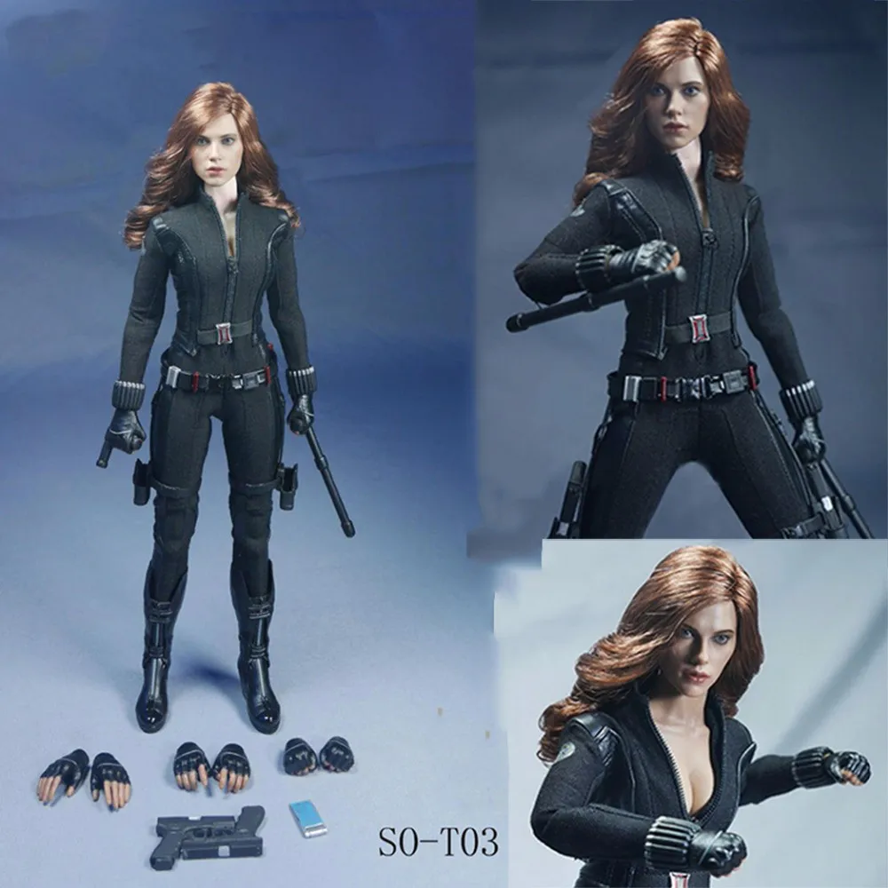 SO T03 Age of Ultron AOU знаменитостей Черная Вдова комплект одежды W головка для 1/6 весы