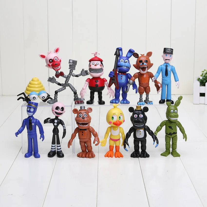 12Pcs/Set 5-11.5cm figure FNAF Chica Bonnie Foxy Freddy Fazbear Bear PVC Action Figures Toy children
12Pcs/Set 5-11.5cm figure FNAF Chica Bonnie Foxy Freddy Fazbear Bear PVC Action Figures Toy children