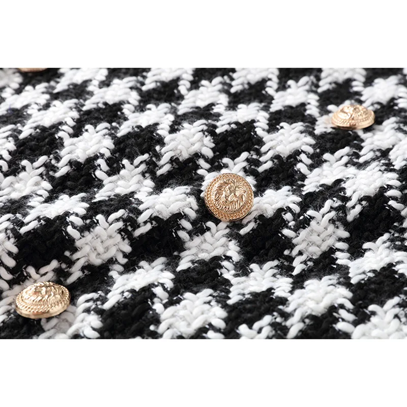 New Europe the women's double rows of metal lion deduct plover tweed package buttocks miniskirt skirts | Женская одежда