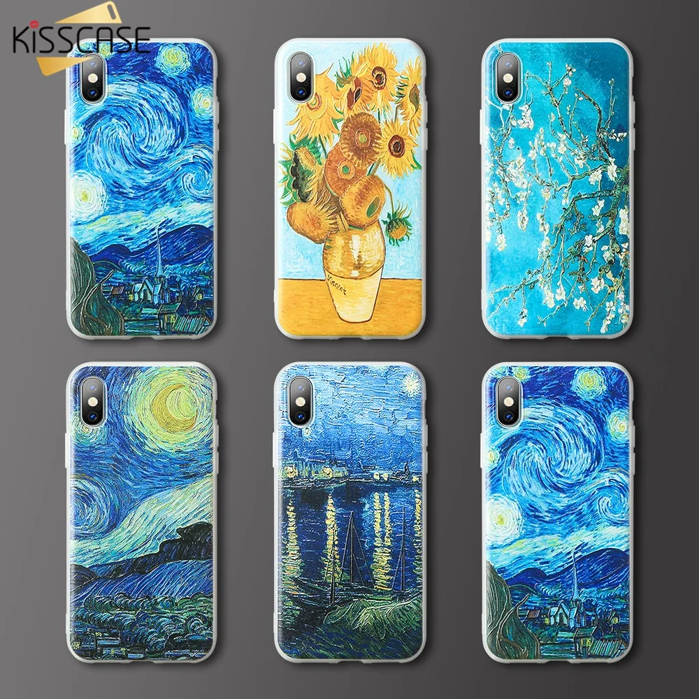 Чехол KISSCASE 3D для iPhone 6 6S 5 5S Se Van Gogh мягкий чехол X XS Max XR 7 8 Plus 6|Бамперы| |
