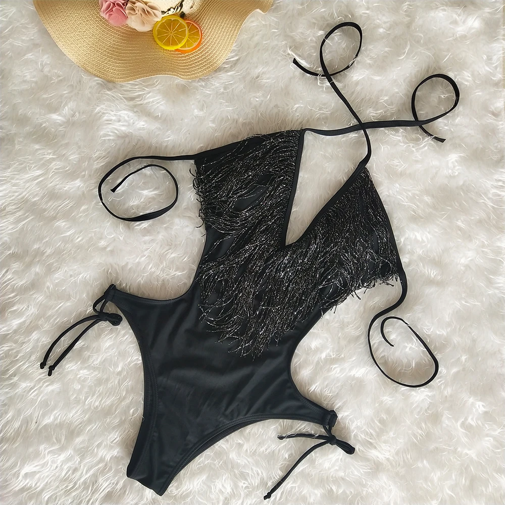 Sexy Tassel One Piece Swimsuit 2019 New Lace Up Halter Swimsuit Women Bandage Monokini High Cut Bathing Suit Bodysuit Beach Wear
Sexy Tassel One Piece Swimsuit 2019 New Lace Up Halter Swimsuit Women Bandage Monokini High Cut Bathing Suit Bodysuit Beach Wear