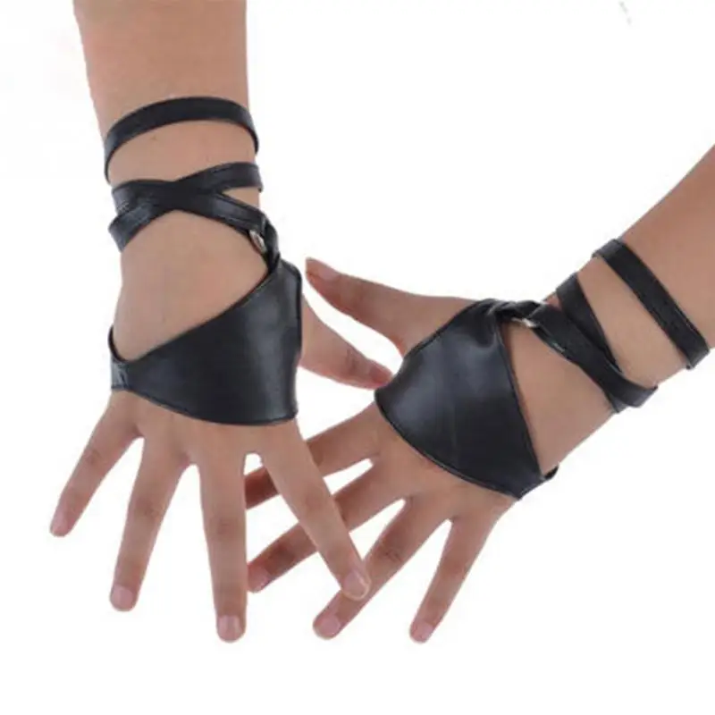 Women Sexy Night Club Gloves Gothic Punk Rock Black Faux Leather Gloves Cross Straps Gloves
Women Sexy Night Club Gloves Gothic Punk Rock Black Faux Leather Gloves Cross Straps Gloves