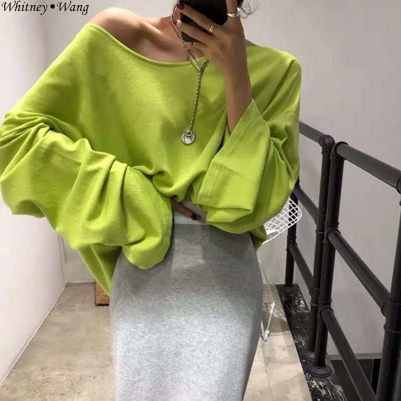 Женская уличная футболка WHITNEY WANG оверсайз в Корейском стиле на весну лето