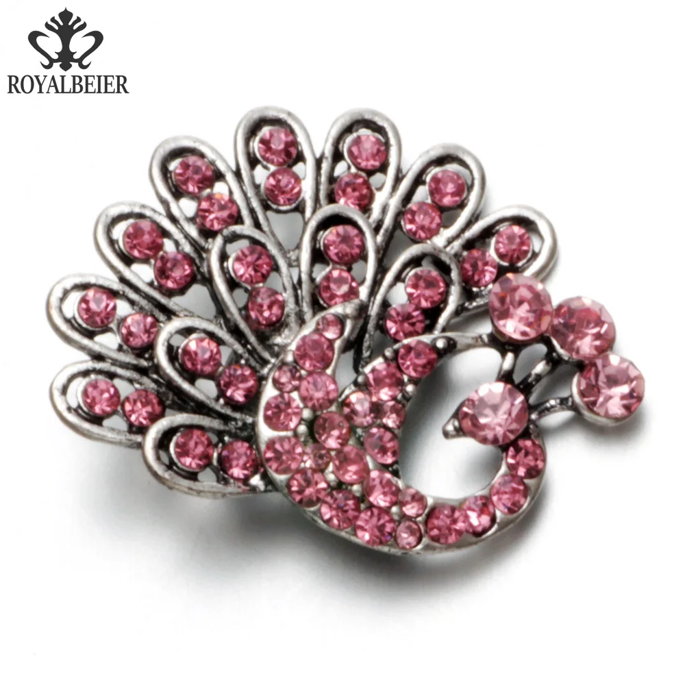 RoyalBeier 5pcs/lot Multi Color Rhinestone Peacock Metal Charms 18mm Snap Button For 20mm Snap Bracelet Snap Jewelry KZ0439
RoyalBeier 5pcs/lot Multi Color Rhinestone Peacock Metal Charms 18mm Snap Button For 20mm Snap Bracelet Snap Jewelry KZ0439