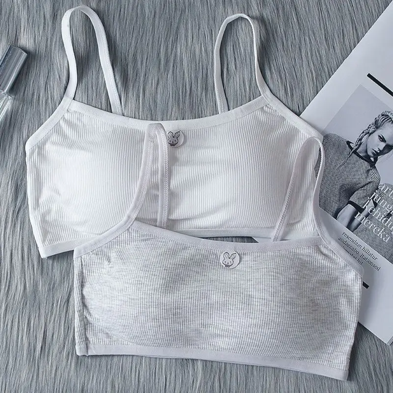 Puberty Girl Spaghetti Straps Sport Training Bra Underwear Thread Ribbed Cute Rabbit Applique Bralette Removable Padded Vest
Puberty Girl Spaghetti Straps Sport Training Bra Underwear Thread Ribbed Cute Rabbit Applique Bralette Removable Padded Vest